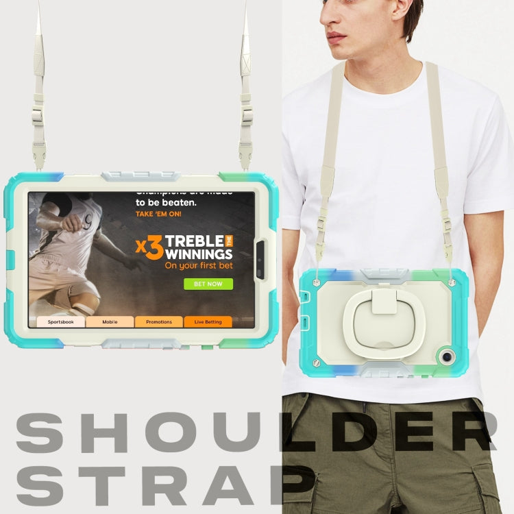 For Samsung Galaxy Tab A9 Handle Silicone Hydric PC Tablet Case with Shoulder Strap(Colorful Blue) - Galaxy Tab A9 by buy2fix | Online Shopping UK | buy2fix