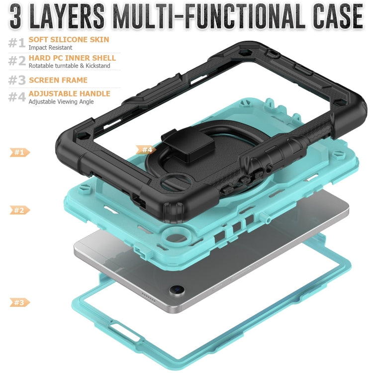 For Samsung Galaxy Tab A9 Handle Silicone Hydric PC Tablet Case with Shoulder Strap(Light Blue) - Galaxy Tab A9 by buy2fix | Online Shopping UK | buy2fix