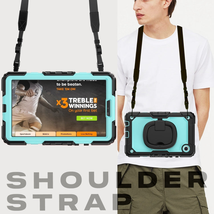 For Samsung Galaxy Tab A9 Handle Silicone Hydric PC Tablet Case with Shoulder Strap(Light Blue) - Galaxy Tab A9 by buy2fix | Online Shopping UK | buy2fix