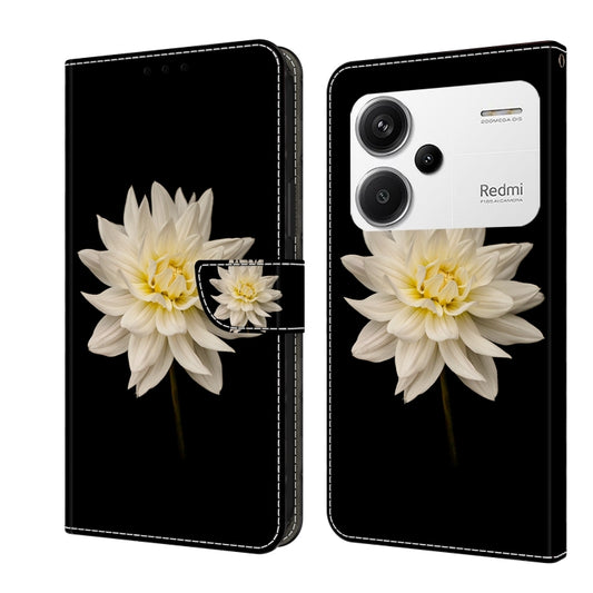 For Xiaomi Redmi Note 13 Pro+ Crystal 3D Shockproof Protective Leather Phone Case(White Flower) - Xiaomi Cases by buy2fix | Online Shopping UK | buy2fix