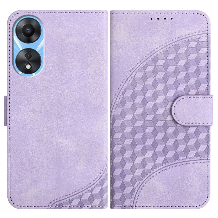 For OPPO A58 4G Elephant Head Embossed Phone Leather Case with Lanyard(Light Purple) by buy2fix