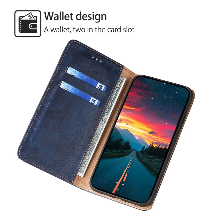 For Xiaomi 14 Gloss Oil Solid Color Magnetic Leather Phone Case(Blue) - Xiaomi Cases by buy2fix | Online Shopping UK | buy2fix