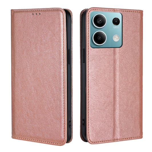 For Xiaomi Redmi Note 13 4G Gloss Oil Solid Color Magnetic Leather Phone Case(Rose Gold) - Xiaomi Cases by buy2fix | Online Shopping UK | buy2fix