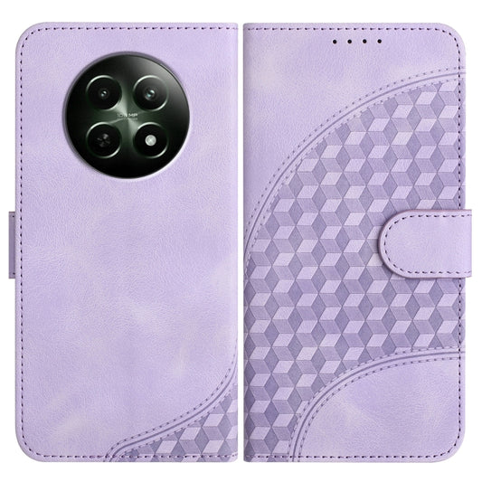For Realme 12 5G Global Elephant Head Embossed Phone Leather Case with Lanyard(Light Purple) - Realme Cases by buy2fix | Online Shopping UK | buy2fix