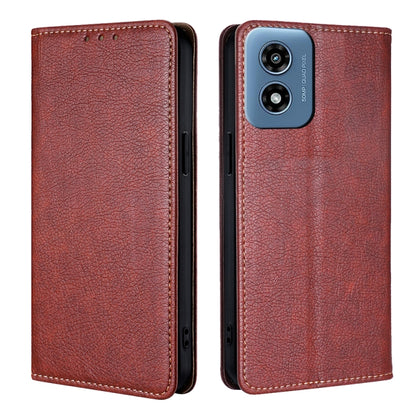 For Motorola Moto G Play 4G 2024 Gloss Oil Solid Color Magnetic Leather Phone Case(Brown) by buy2fix