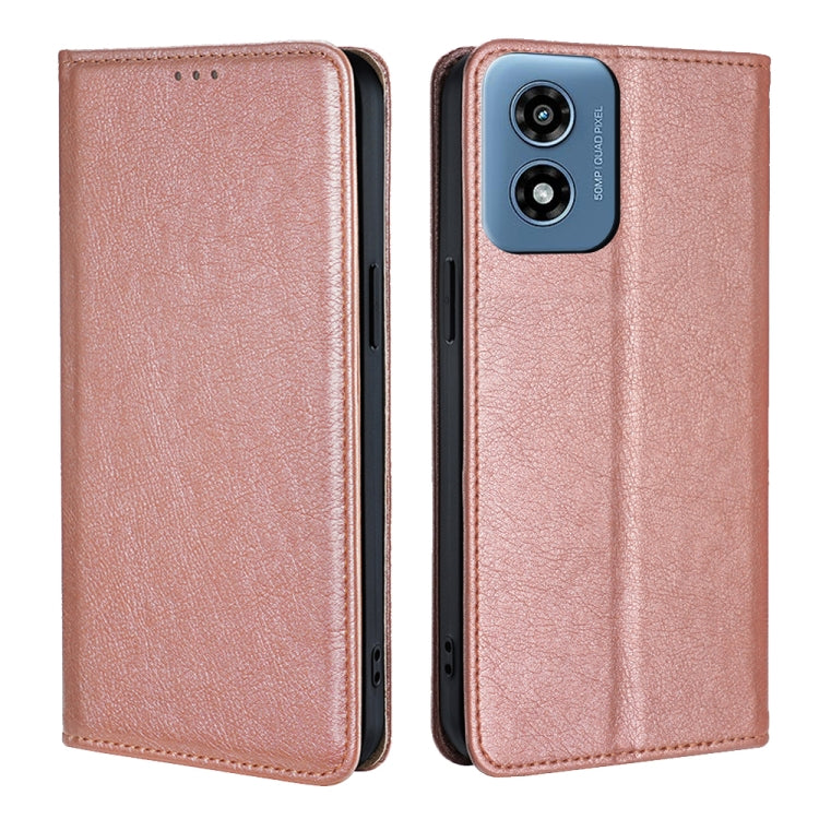 For Motorola Moto G Play 4G 2024 Gloss Oil Solid Color Magnetic Leather Phone Case(Rose Gold) by buy2fix