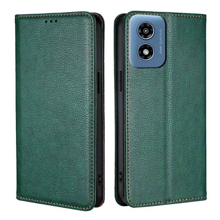 For Motorola Moto G Play 4G 2024 Gloss Oil Solid Color Magnetic Leather Phone Case(Green) by buy2fix
