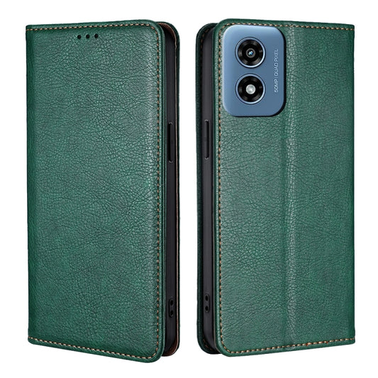 For Motorola Moto G Play 4G 2024 Gloss Oil Solid Color Magnetic Leather Phone Case(Green) by buy2fix