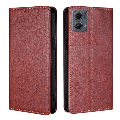 For Motorola Edge 5G 2024 Gloss Oil Solid Color Magnetic Leather Phone Case(Brown) by buy2fix