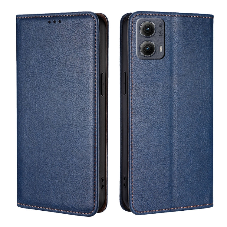 For Motorola Edge 5G 2024 Gloss Oil Solid Color Magnetic Leather Phone Case(Blue) by buy2fix