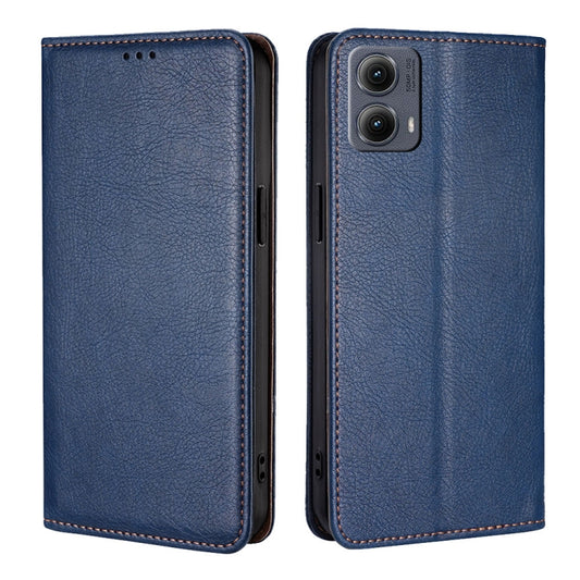 For Motorola Edge 5G 2024 Gloss Oil Solid Color Magnetic Leather Phone Case(Blue) by buy2fix
