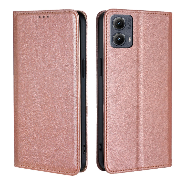 For Motorola Edge 5G 2024 Gloss Oil Solid Color Magnetic Leather Phone Case(Rose Gold) by buy2fix