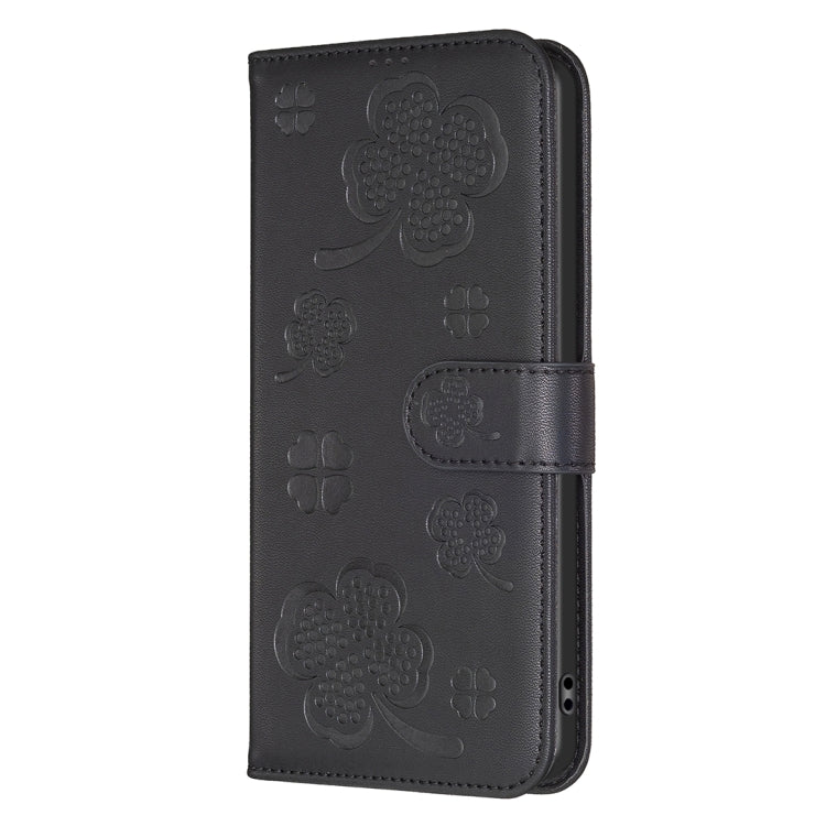 For iPhone 16 Pro Four-leaf Embossed Leather Phone Case(Black) by buy2fix
