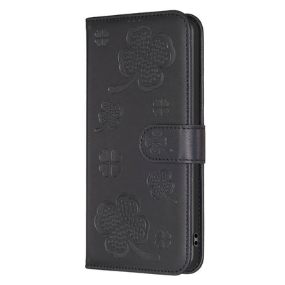 For iPhone 16 Pro Four-leaf Embossed Leather Phone Case(Black) by buy2fix