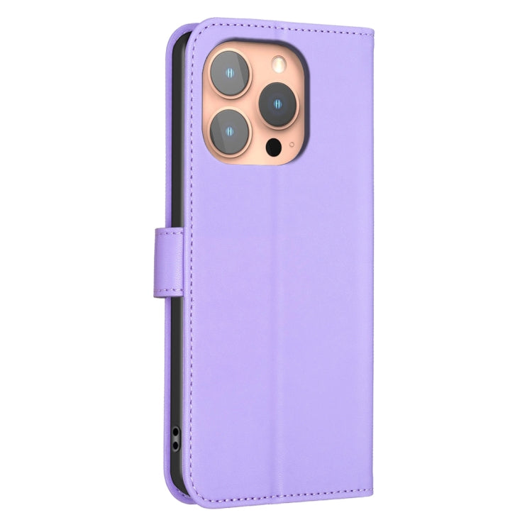 For iPhone 16 Pro Four-leaf Embossed Leather Phone Case(Purple) by buy2fix