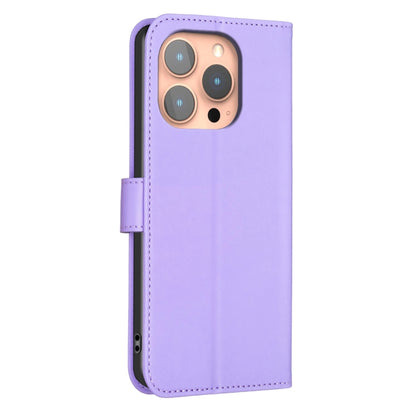 For iPhone 16 Pro Four-leaf Embossed Leather Phone Case(Purple) by buy2fix