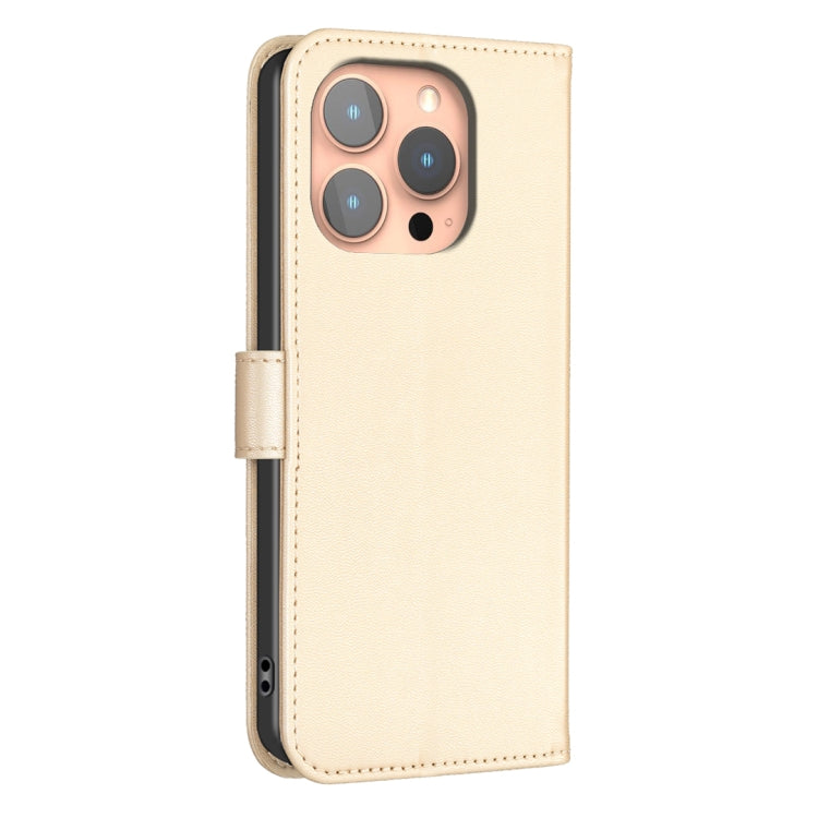 For iPhone 16 Pro Four-leaf Embossed Leather Phone Case(Gold) by buy2fix