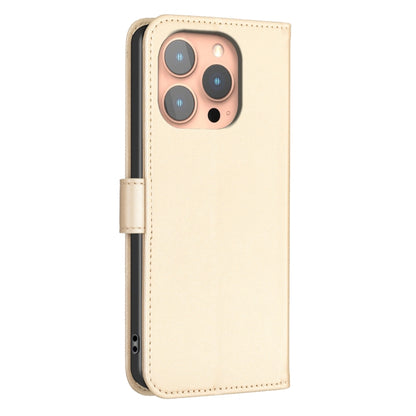 For iPhone 16 Pro Four-leaf Embossed Leather Phone Case(Gold) by buy2fix