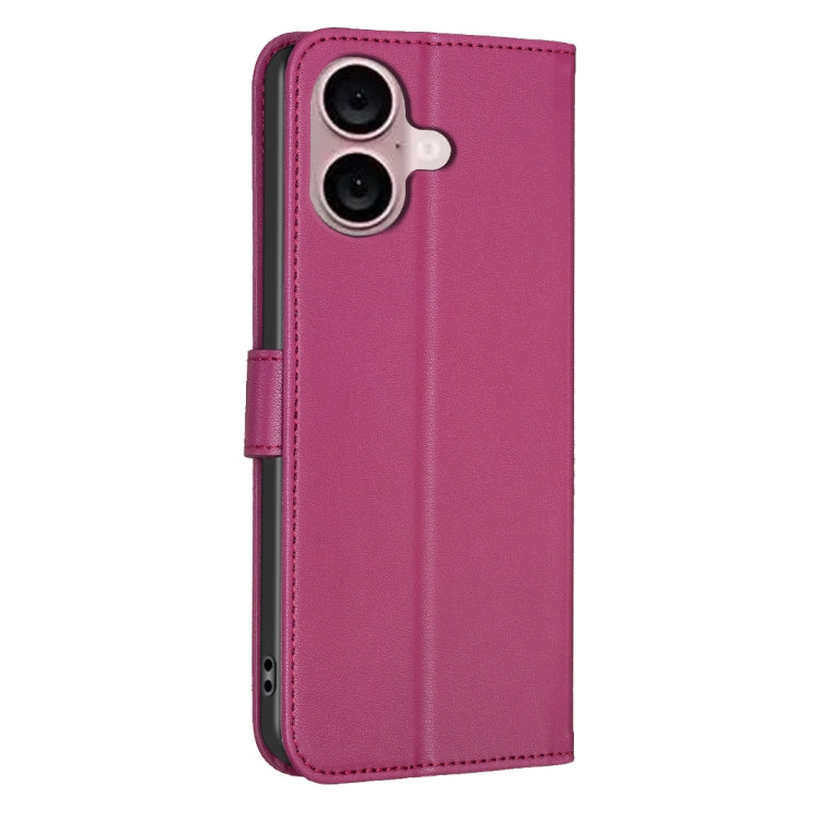 For iPhone 16 Four-leaf Embossed Leather Phone Case(Rose Red) - iPhone 16 Cases by buy2fix | Online Shopping UK | buy2fix