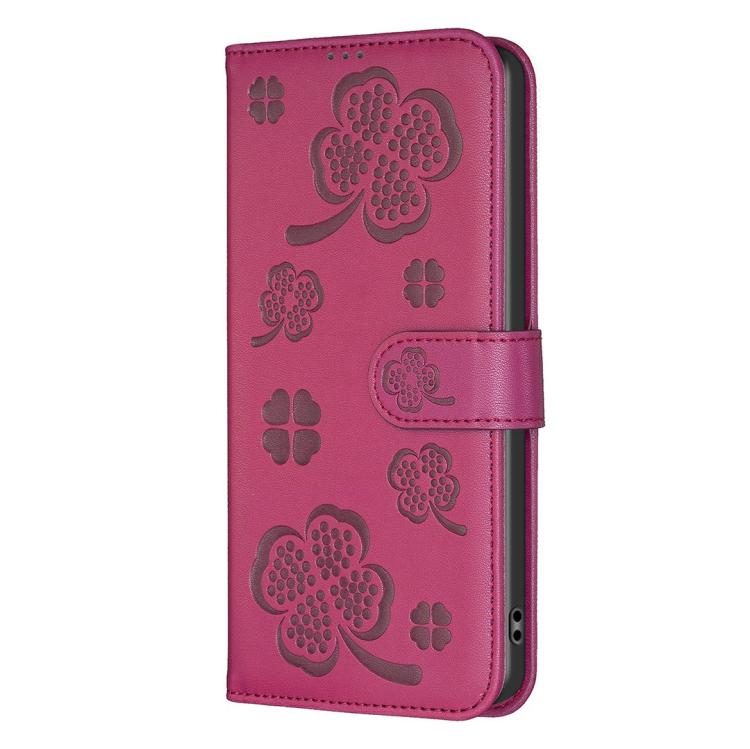 For iPhone Air Four-leaf Embossed Leather Phone Case(Rose Red) - iPhone Air Cases by buy2fix | Online Shopping UK | buy2fix