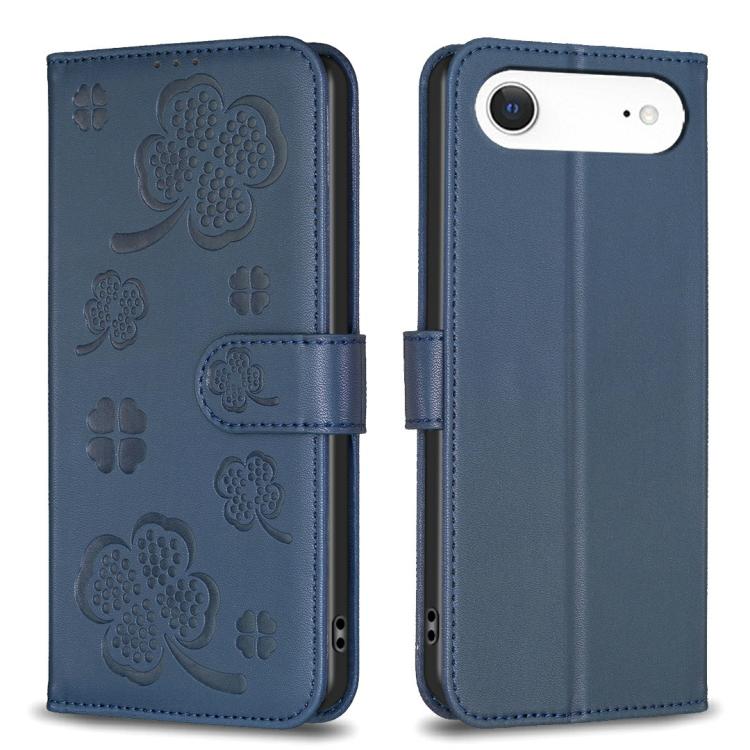 For iPhone Air Four-leaf Embossed Leather Phone Case(Blue) - iPhone Air Cases by buy2fix | Online Shopping UK | buy2fix