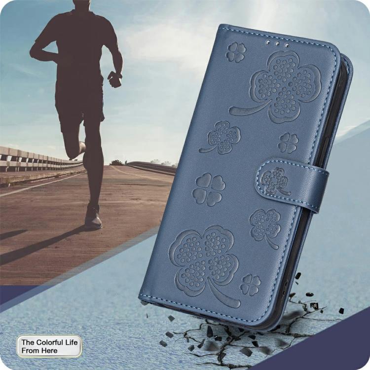 For iPhone Air Four-leaf Embossed Leather Phone Case(Blue) - iPhone Air Cases by buy2fix | Online Shopping UK | buy2fix