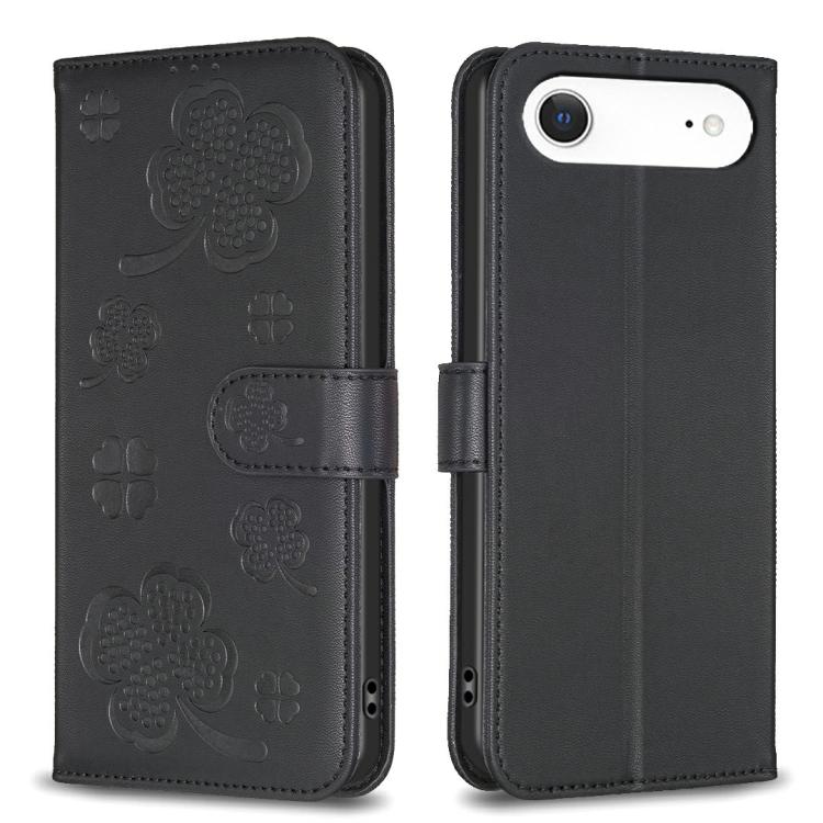 For iPhone Air Four-leaf Embossed Leather Phone Case(Black) - iPhone Air Cases by buy2fix | Online Shopping UK | buy2fix