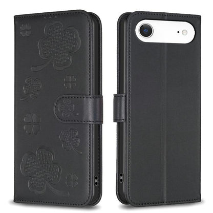 For iPhone Air Four-leaf Embossed Leather Phone Case(Black) - iPhone Air Cases by buy2fix | Online Shopping UK | buy2fix