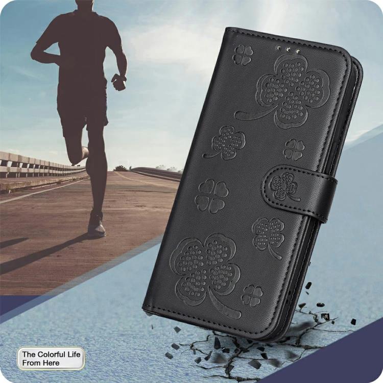 For iPhone Air Four-leaf Embossed Leather Phone Case(Black) - iPhone Air Cases by buy2fix | Online Shopping UK | buy2fix