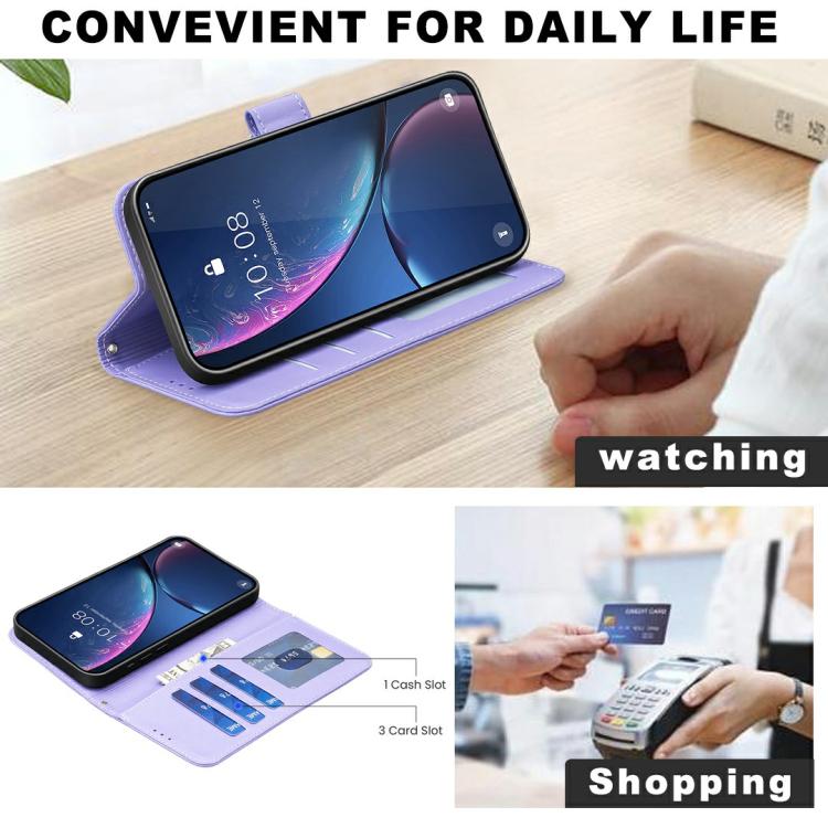 For iPhone Air Four-leaf Embossed Leather Phone Case(Purple) - iPhone Air Cases by buy2fix | Online Shopping UK | buy2fix