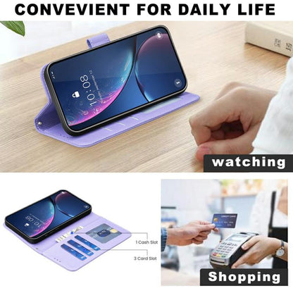 For iPhone Air Four-leaf Embossed Leather Phone Case(Purple) - iPhone Air Cases by buy2fix | Online Shopping UK | buy2fix