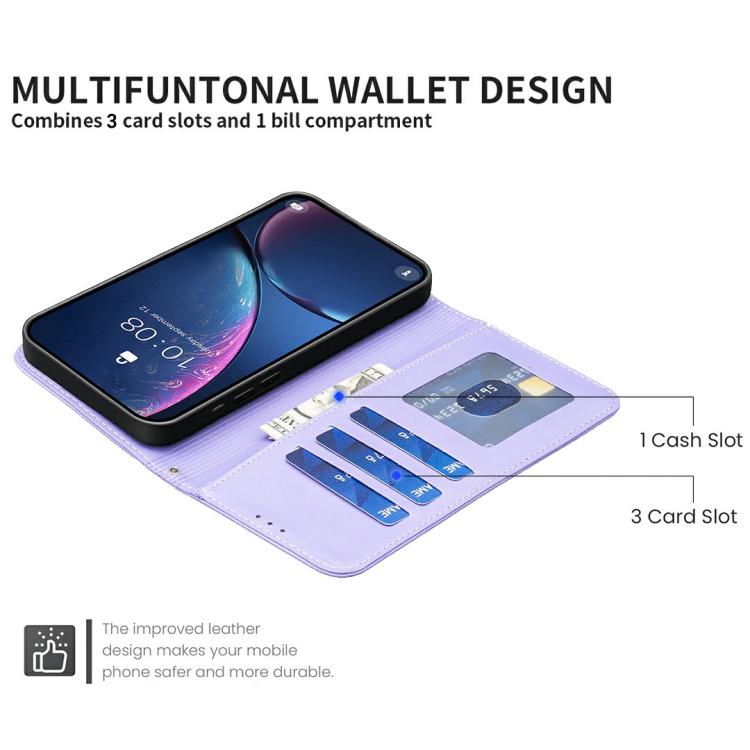 For iPhone Air Four-leaf Embossed Leather Phone Case(Purple) - iPhone Air Cases by buy2fix | Online Shopping UK | buy2fix