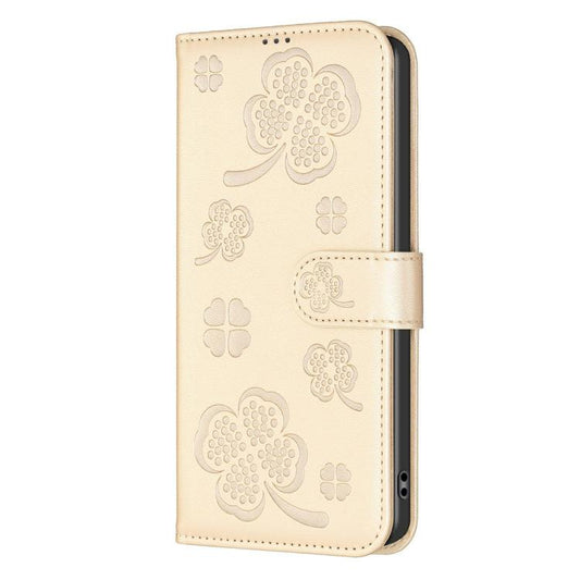 For iPhone Air Four-leaf Embossed Leather Phone Case(Gold) - iPhone Air Cases by buy2fix | Online Shopping UK | buy2fix