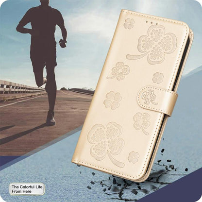 For iPhone Air Four-leaf Embossed Leather Phone Case(Gold) - iPhone Air Cases by buy2fix | Online Shopping UK | buy2fix