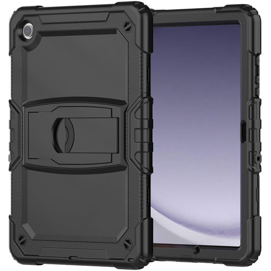 For Samsung Galaxy Tab A9+ Silicone Hydric PC Tablet Case with Shoulder Strap & Holder(Black) - Galaxy Tab A9+ by buy2fix | Online Shopping UK | buy2fix