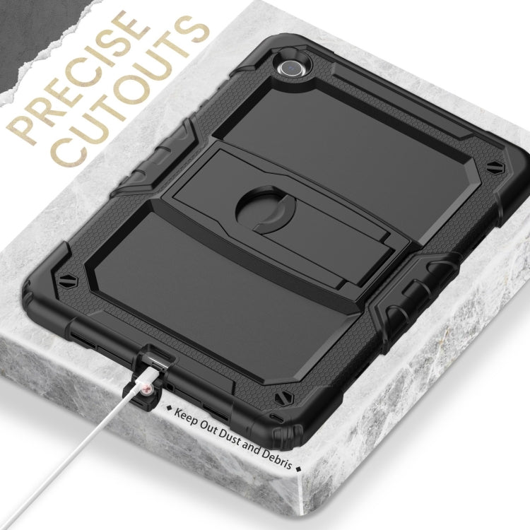 For Samsung Galaxy Tab A9+ Silicone Hydric PC Tablet Case with Shoulder Strap & Holder(Black) - Galaxy Tab A9+ by buy2fix | Online Shopping UK | buy2fix