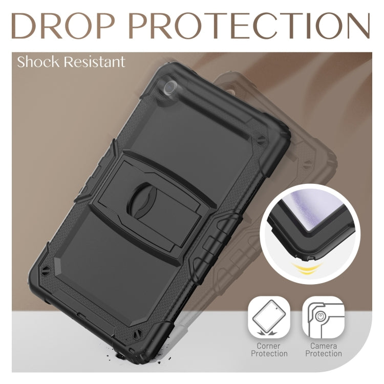 For Samsung Galaxy Tab A9+ Silicone Hydric PC Tablet Case with Shoulder Strap & Holder(Black) - Galaxy Tab A9+ by buy2fix | Online Shopping UK | buy2fix