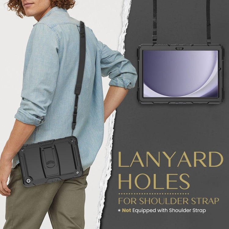 For Samsung Galaxy Tab A9+ Silicone Hydric PC Tablet Case with Shoulder Strap & Holder(Black) - Galaxy Tab A9+ by buy2fix | Online Shopping UK | buy2fix