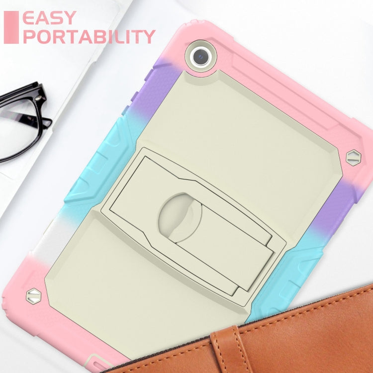 For Samsung Galaxy Tab A9+ Silicone Hydric PC Tablet Case with Shoulder Strap & Holder(Colorful Pink) - Galaxy Tab A9+ by buy2fix | Online Shopping UK | buy2fix