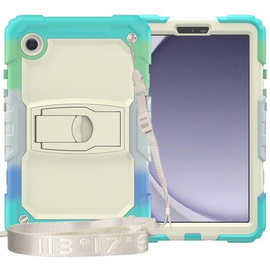 For Samsung Galaxy Tab A9+ Silicone Hydric PC Tablet Case with Shoulder Strap & Holder(Colorful Light Blue) - Galaxy Tab A9+ by buy2fix | Online Shopping UK | buy2fix