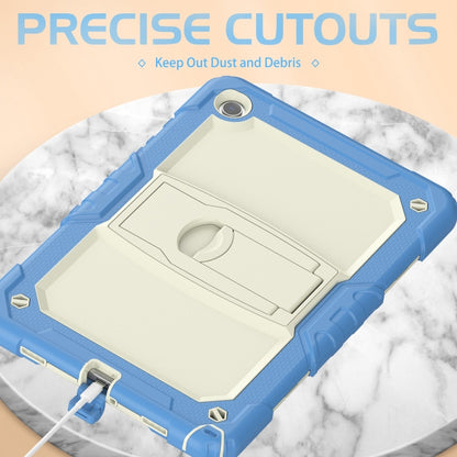 For Samsung Galaxy Tab A9+ Silicone Hydric PC Tablet Case with Shoulder Strap & Holder(Beige Cyan Blue) - Galaxy Tab A9+ by buy2fix | Online Shopping UK | buy2fix
