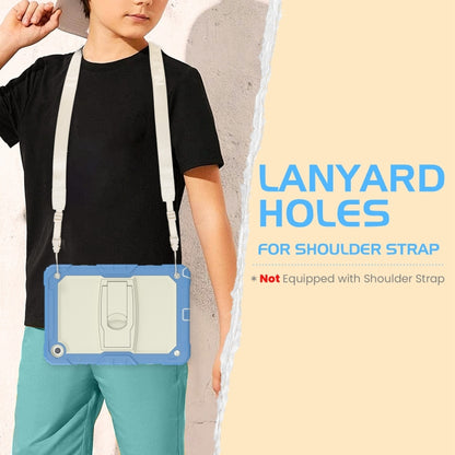 For Samsung Galaxy Tab A9+ Silicone Hydric PC Tablet Case with Shoulder Strap & Holder(Beige Cyan Blue) - Galaxy Tab A9+ by buy2fix | Online Shopping UK | buy2fix