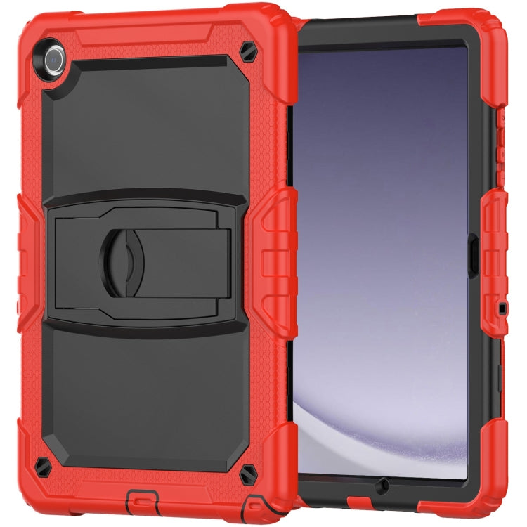 For Samsung Galaxy Tab A9+ Silicone Hydric PC Tablet Case with Shoulder Strap & Holder(Red) - Galaxy Tab A9+ by buy2fix | Online Shopping UK | buy2fix