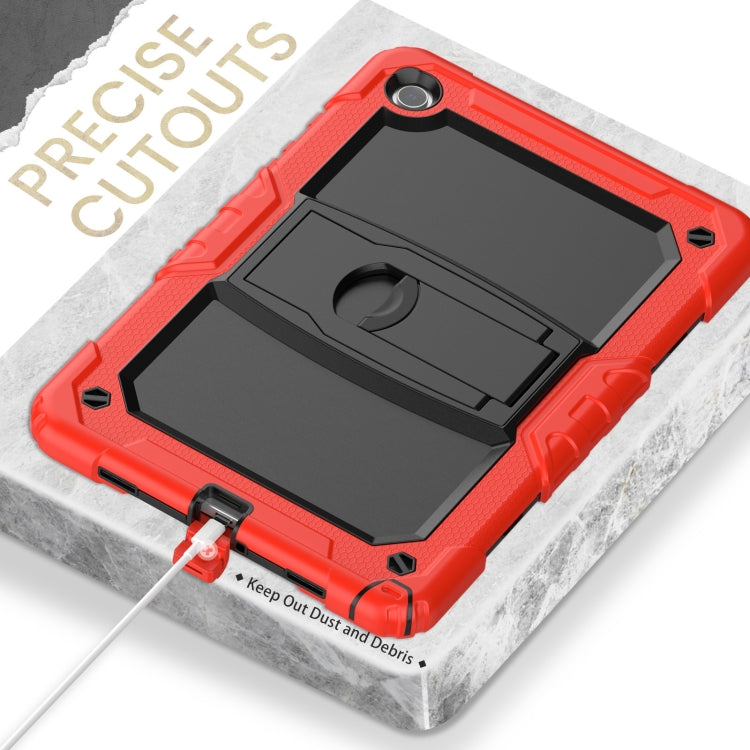 For Samsung Galaxy Tab A9+ Silicone Hydric PC Tablet Case with Shoulder Strap & Holder(Red) - Galaxy Tab A9+ by buy2fix | Online Shopping UK | buy2fix