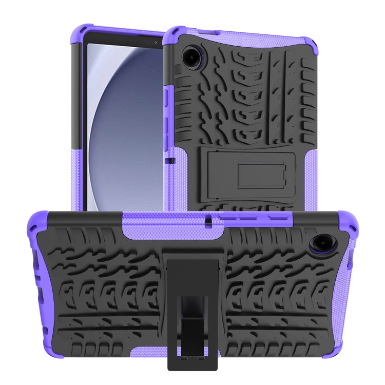 For Samsung Galaxy Tab A9 / Tab A11 Tire Texture TPU + PC Tablet Case with Holder(Purple) by buy2fix