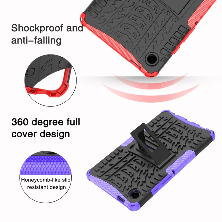 For Samsung Galaxy Tab A9 / Tab A11 Tire Texture TPU + PC Tablet Case with Holder(Purple) by buy2fix