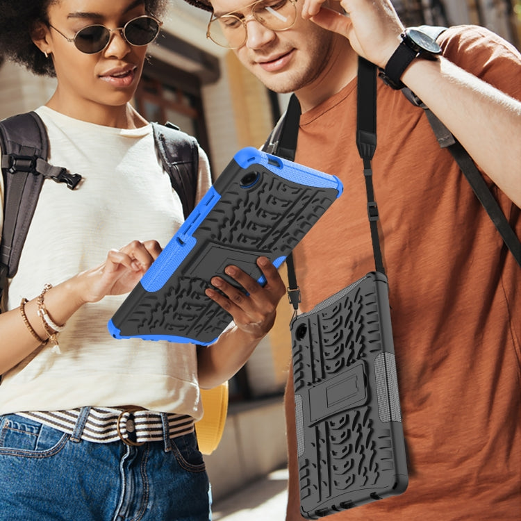 For Samsung Galaxy Tab A9 / Tab A11 Tire Texture TPU + PC Tablet Case with Holder(Purple) by buy2fix