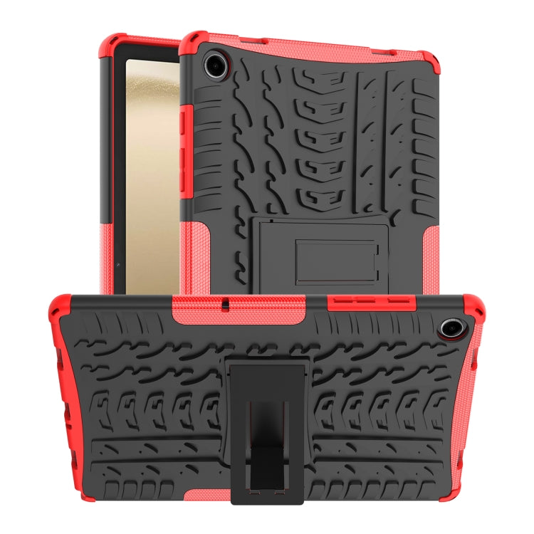 For Samsung Galaxy Tab A9+ / Tab A11+ Tire Texture TPU + PC Tablet Case with Holder(Red) by buy2fix
