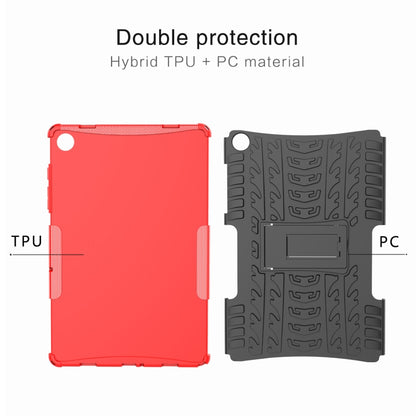 For Samsung Galaxy Tab A9+ / Tab A11+ Tire Texture TPU + PC Tablet Case with Holder(Red) by buy2fix