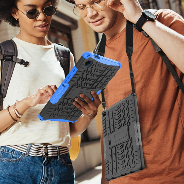 For Samsung Galaxy Tab A9+ / Tab A11+ Tire Texture TPU + PC Tablet Case with Holder(Red) by buy2fix